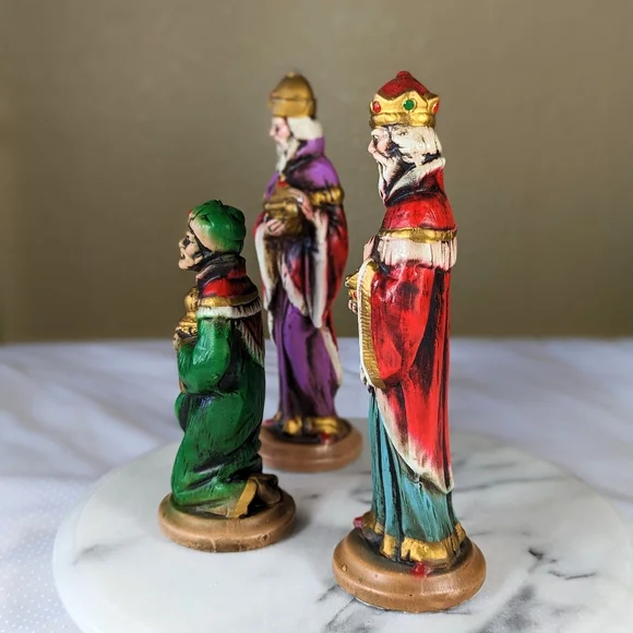 RARE Vintage Japan Paper-mache Wiseman Set Of 3 Nativity Christmas
